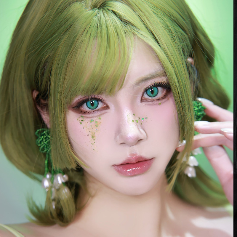 LENSPOISON-Doya Cat Eye Cyan Green（Weighted, 1 day disposable)