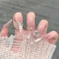 Handmade Wearable Nails 2026 New Design, Premium Fine Dog-Length French Cat Eye Nail Art Sheets, Removable