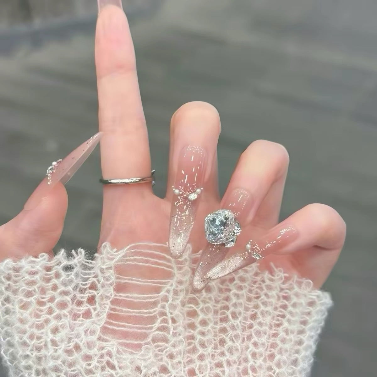 Handmade Wearable Nails 2026 New Design, Premium Fine Dog-Length French Cat Eye Nail Art Sheets, Removable