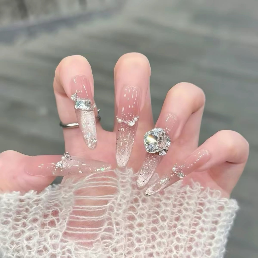 Handmade Wearable Nails 2026 New Design, Premium Fine Dog-Length French Cat Eye Nail Art Sheets, Removable