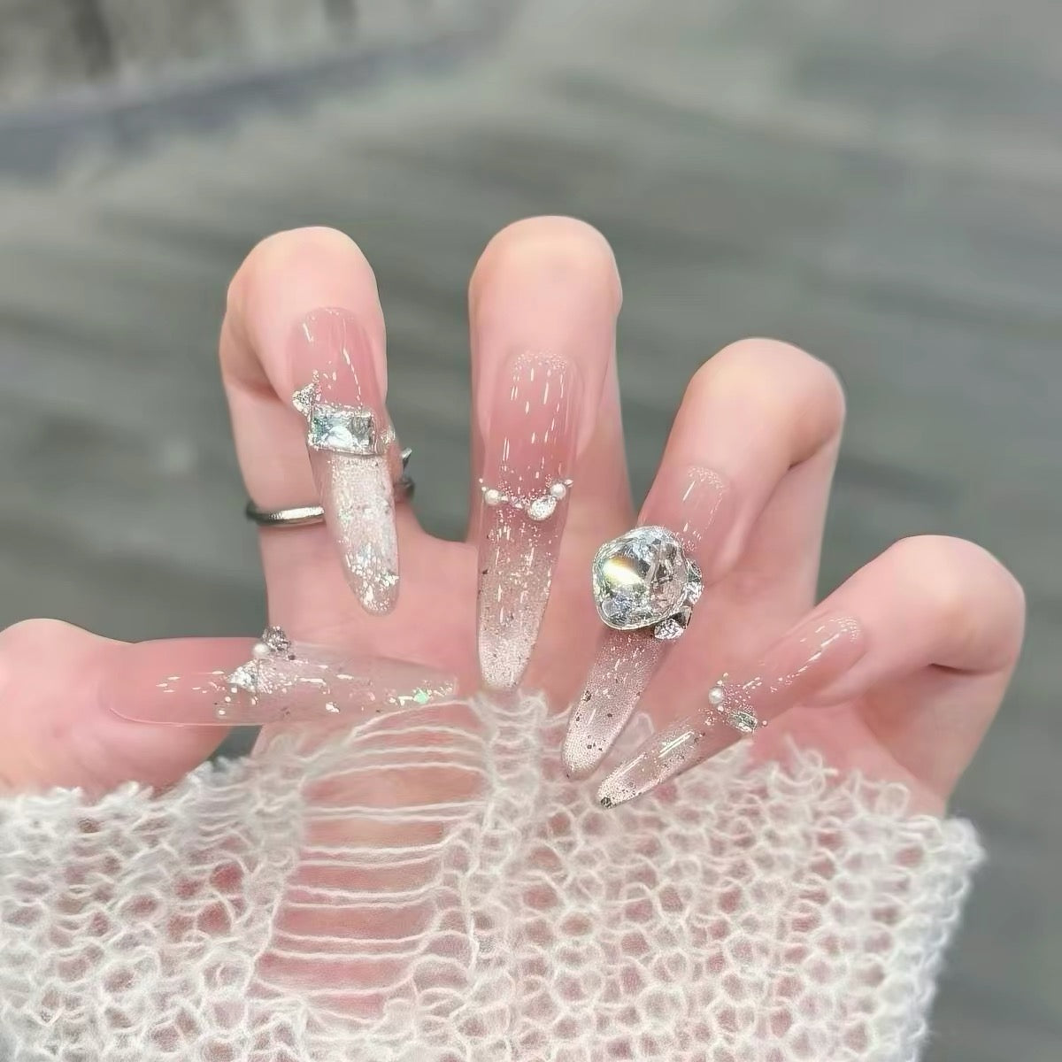 Handmade Wearable Nails 2026 New Design, Premium Fine Dog-Length French Cat Eye Nail Art Sheets, Removable