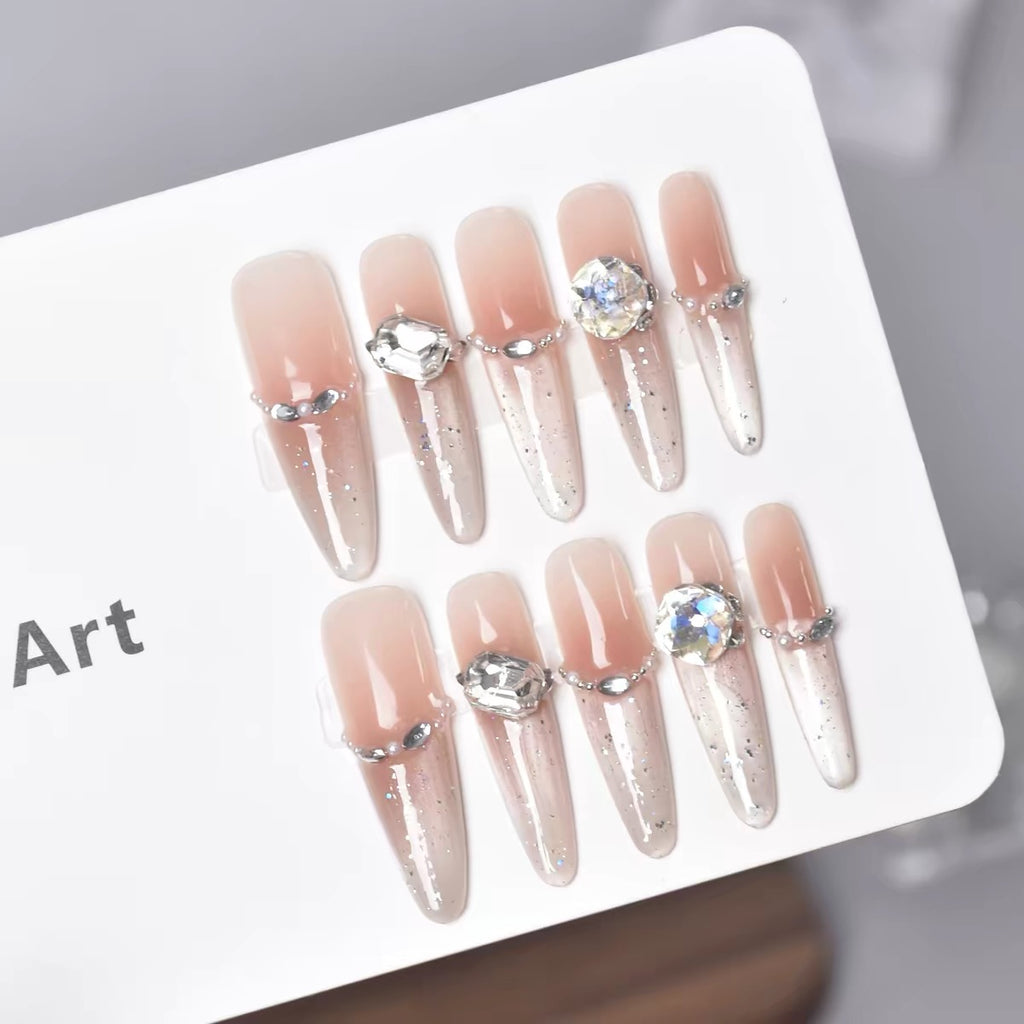 Handmade Wearable Nails 2026 New Design, Premium Fine Dog-Length French Cat Eye Nail Art Sheets, Removable