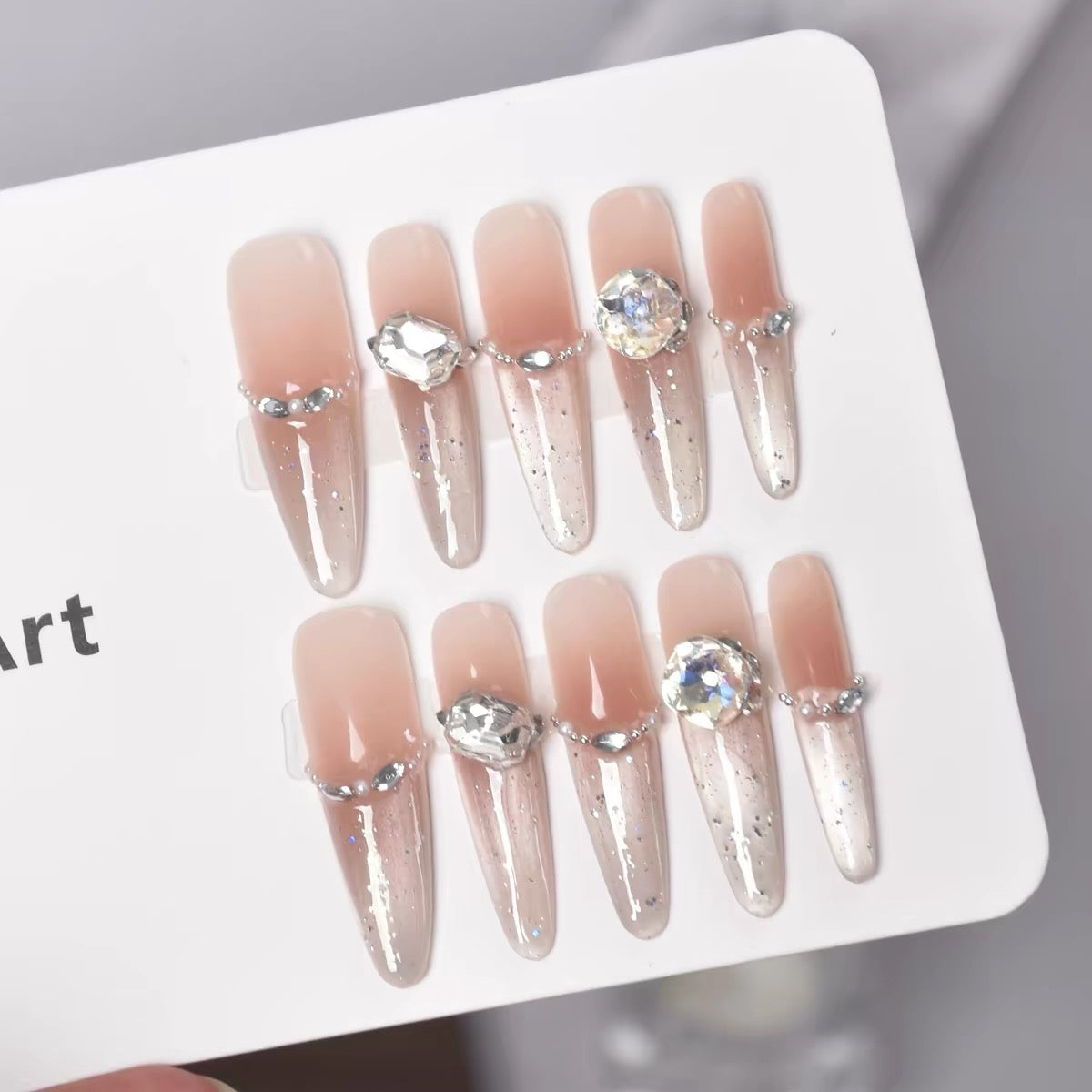 Handmade Wearable Nails 2026 New Design, Premium Fine Dog-Length French Cat Eye Nail Art Sheets, Removable