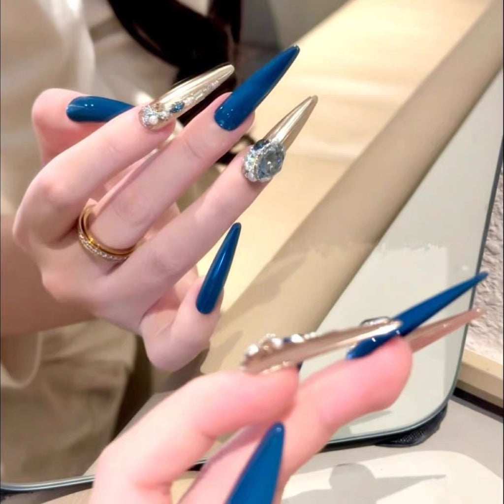 The same model as the internet celebrity, hand-made, wearable, blue, magic mirror, pink, full of diamonds, flashing, white, nail stickers, removable, and so on.