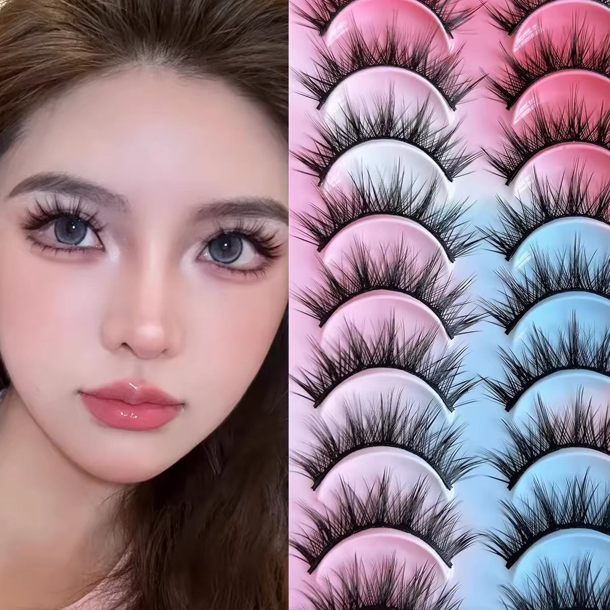 European and American thick Asian mixed appearance exaggerated cartoon big demon false eyelashes hard stem crossed eyelashes curled up