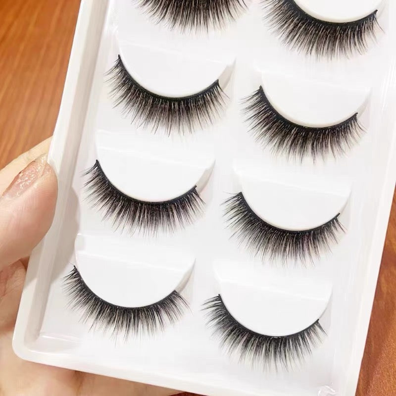 3D false eyelashes for women, cotton thread, mink hair, soft, natural, thick, cross-eyed eyelashes, stage makeup, performance eyelashes