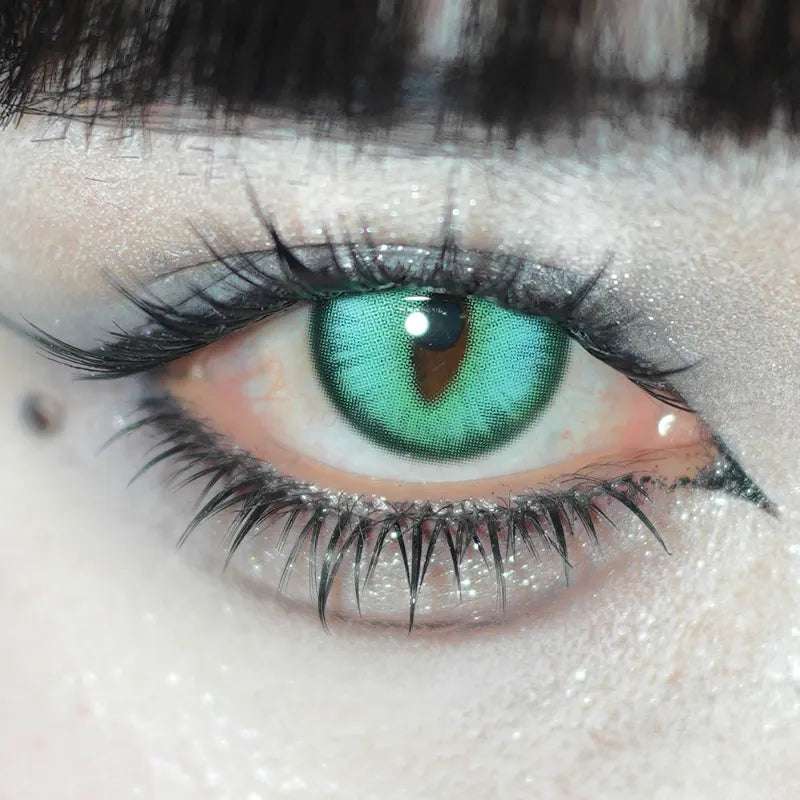 LENSPOISON-Doya Cat Eye Cyan Green（Weighted, 1 day disposable)