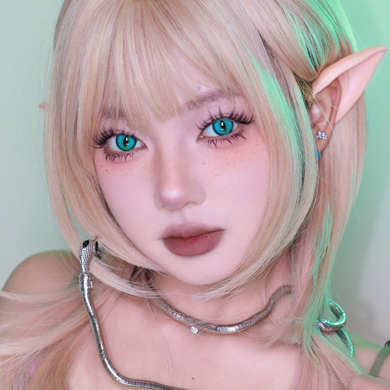 LENSPOISON-Doya Cat Eye Cyan Green（Weighted, 1 day disposable)